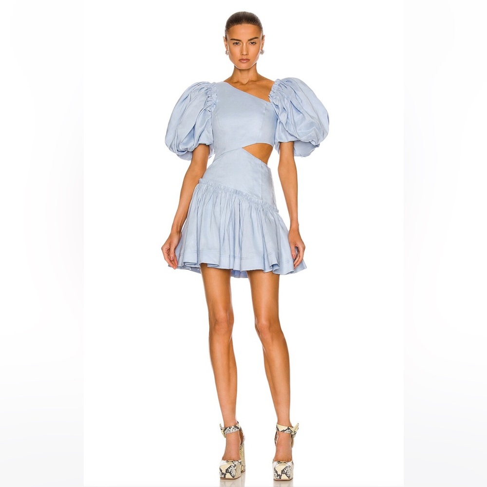 Aje Chateau Cut Out Mini Dress Sky Blue - Picture 6 of 9